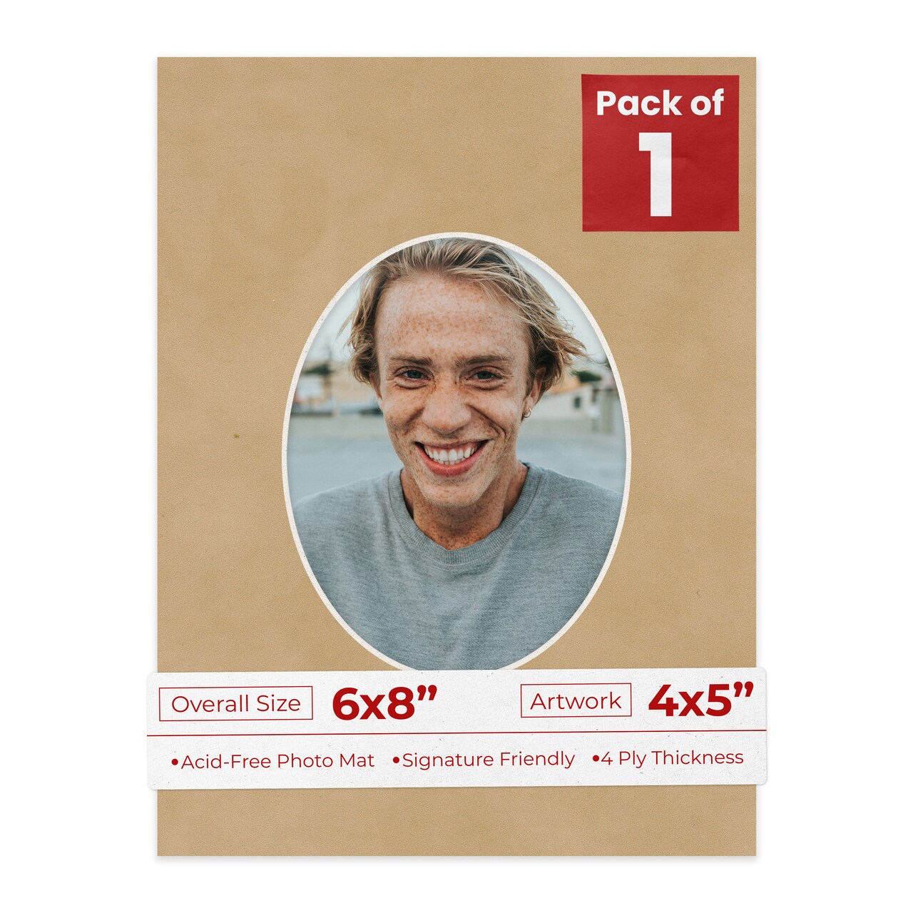 Beige Suede Mat Board for 6x8 Frames - Oval Opening for 4x5 Photos